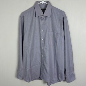 Canali Italy Mens Long‎ Sleeve Collared Dress Shirt Blue Size 43 Neck 17 Cotton